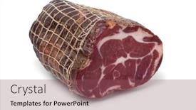  Presentation with pork bacon - Presentation theme enhanced with piece-of-traditional-croatian-dried background and a violet colored foreground