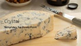  Presentation with blue cheese - PPT theme having piece-of-traditional-english-stilton background and a coral colored foreground