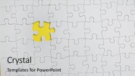  Presentation with golden puzzle piece - Colorful slide deck enhanced with piece on a yellow background backdrop and a light gray colored foreground