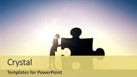  Presentation with business people silhouette - Beautiful presentation theme featuring piece over sun light background backdrop and a yellow colored foreground