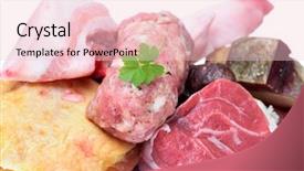  Presentation with meat pig - PPT theme enhanced with pieces and products of chicken background and a lemonade colored foreground