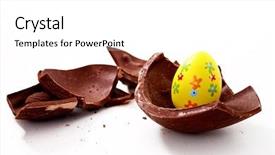  Presentation with broken egg - Theme featuring pieces as easter theme background and a  colored foreground