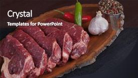  Presentation with beef - Beautiful slides featuring pieces fillet on big size backdrop and a tawny brown colored foreground