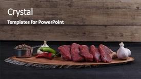  Presentation with raw meat beef veal shank - PPT theme enhanced with pieces fillet on big size background and a dark gray colored foreground