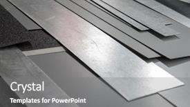  Presentation with sheet metal - Audience pleasing slide set consisting of pieces galvanized painted sheet metal backdrop and a gray colored foreground
