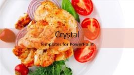  Presentation with chicken little chicks - Colorful slides enhanced with pieces meat - image of fried chicken brisket backdrop and a gold colored foreground