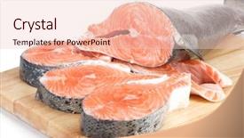  Presentation with salmon - Beautiful presentation theme featuring pieces-of-a-fresh-salmon backdrop and a lemonade colored foreground