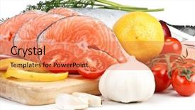  Presentation with salmon - Presentation enhanced with pieces-of-a-fresh-salmon background and a coral colored foreground