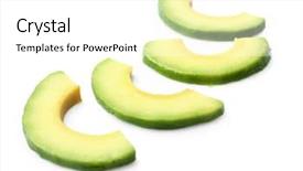  Presentation with avocado - Colorful presentation enhanced with pieces of avocado isolated backdrop and a white colored foreground