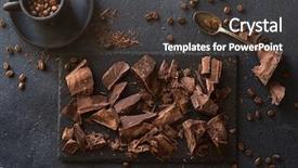  Presentation with spread - Colorful slide set enhanced with bitterswett - pieces of bittersweet dark chocolate backdrop and a tawny brown colored foreground