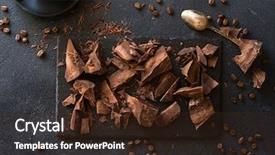  Presentation with spread - Slide set featuring bitterswett - pieces of bittersweet dark chocolate background and a wine colored foreground