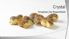  Presentation with poppy - PPT theme consisting of pieces of broken bun with poppy seeds and salt background and a white colored foreground