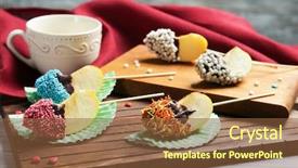  Presentation with homemade pastry apple pie pies - PPT layouts having candies anddrinks - composition with pieces of candied background and a tawny brown colored foreground