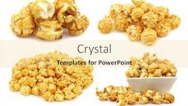  Presentation with popcorn - Beautiful slides featuring pieces-of-caramel-popcorn backdrop and a yellow colored foreground