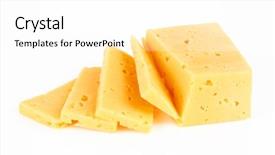  Presentation with cheddar - Colorful presentation theme enhanced with pieces of cheese isolated backdrop and a white colored foreground