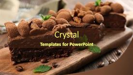  Presentation with walnut - Colorful PPT layouts enhanced with pieces of chocolate cake backdrop and a tawny brown colored foreground