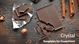  Presentation with hazelnuts - Colorful PPT theme enhanced with pieces of chocolate with hazelnuts backdrop and a tawny brown colored foreground