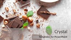  Presentation with hazelnuts - Beautiful slides featuring pieces of chocolate with hazelnuts backdrop and a light gray colored foreground