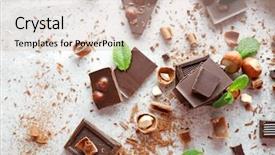  Presentation with hazelnuts - Slides enhanced with pieces of chocolate with hazelnuts background and a soft green colored foreground