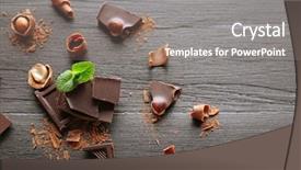  Presentation with hazelnuts - Theme enhanced with pieces of chocolate with hazelnuts background and a gray colored foreground