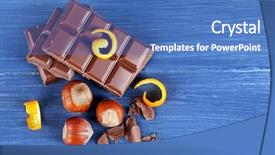  Presentation with color orange - Colorful presentation theme enhanced with pieces of chocolate with orange backdrop and a teal colored foreground