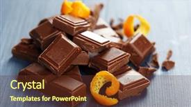  Presentation with chocolate - Presentation design enhanced with pieces of chocolate with orange background and a tawny brown colored foreground