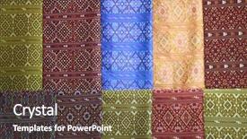  Presentation with colorful fabric - PPT theme consisting of pieces of colorful praewa silk fabric cloth using as background background and a dark gray colored foreground
