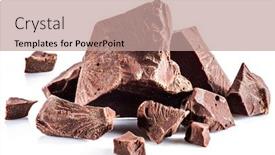  Presentation with bar pieces dark chocolate - Amazing PPT theme having pieces-of-dark-chocolate backdrop and a coral colored foreground