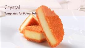  Presentation with deep - Slide deck with pieces-of-deep-fried-cheese background and a lemonade colored foreground