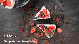  Presentation with bar pieces dark chocolate - Audience pleasing presentation theme consisting of pieces of delicious chocolate cake backdrop and a tawny brown colored foreground