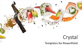  Presentation with sushi - Slides having pieces of delicious japanese sushi background and a white colored foreground