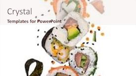  Presentation with sushi - Audience pleasing theme consisting of pieces-of-delicious-japanese-sushi backdrop and a lemonade colored foreground