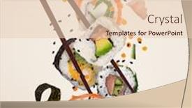  Presentation with pastel color - Amazing PPT layouts having pieces-of-delicious-japanese-sushi backdrop and a lemonade colored foreground