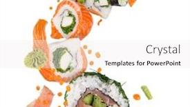  Presentation with frozen - Slide deck consisting of pieces-of-delicious-japanese-sushi background and a white colored foreground