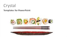  Presentation with frozen - Colorful slide deck enhanced with pieces-of-delicious-japanese-sushi backdrop and a white colored foreground