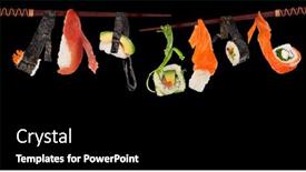  Presentation with frozen - Slide set featuring pieces-of-delicious-japanese-sushi background and a black colored foreground