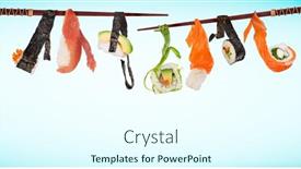  Presentation with sushi - Presentation theme featuring pieces-of-delicious-japanese-sushi background and a cool aqua colored foreground