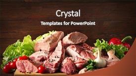  Presentation with fresh meat - PPT theme consisting of pieces of different fresh meat background and a wine colored foreground