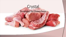  Presentation with gmo free meat - Presentation design with pieces of different fresh meat background and a lemonade colored foreground
