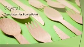  Presentation with cutlery - Slides enhanced with pieces-of-disposable-wooden-cutlery background and a soft green colored foreground