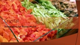  Presentation with papaya - PPT theme enhanced with pieces of dried papaya fruit in shop background and a red colored foreground