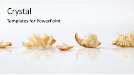  Presentation with bread - Colorful theme enhanced with pieces of fresh ciabatta bread backdrop and a cool aqua colored foreground