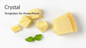  Presentation with white cheese - PPT theme enhanced with pieces of fresh parmesan cheese background and a white colored foreground