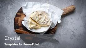  Presentation with wood board - Slide set featuring pieces-of-freshness-bree-chesse background and a gray colored foreground