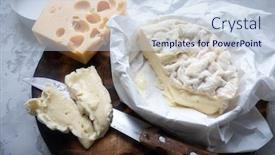  Presentation with wood board - Amazing slide set having pieces-of-freshness-bree-chesse backdrop and a sky blue colored foreground