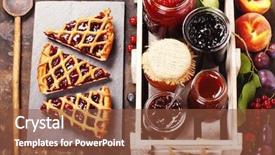  Presentation with fruit jam - Slide deck having pieces of fruit tart background and a tawny brown colored foreground