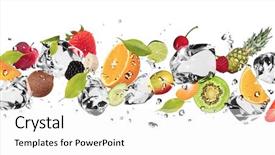  Presentation with ice - Beautiful PPT theme featuring pieces of fruit with ice backdrop and a white colored foreground