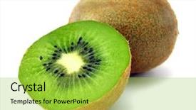  Presentation with kiwi fruit - Audience pleasing slides consisting of pieces of kiwi isolated backdrop and a yellow colored foreground