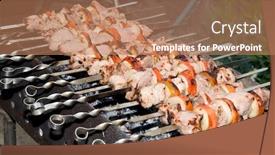  Presentation with onion - Audience pleasing presentation theme consisting of pieces-of-marinated-pork backdrop and a coral colored foreground