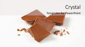  Presentation with chocolate milk - Theme featuring pieces of milk chocolate on white background background and a lemonade colored foreground